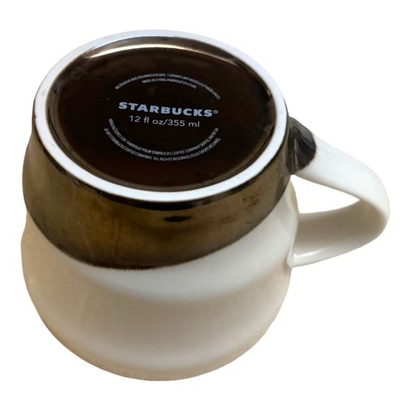 Starbucks 2013 Hand Dipped Bronze Swirl Ceramic Cream Coffee Cup Mug 12oz - Picture 1 of 9